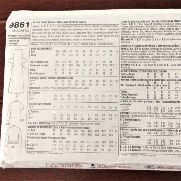 Vintage Simplicity Pattern #5904 (16-24) MIsses Pullover Dress and Shirt Jacket - Picture 2 of 2